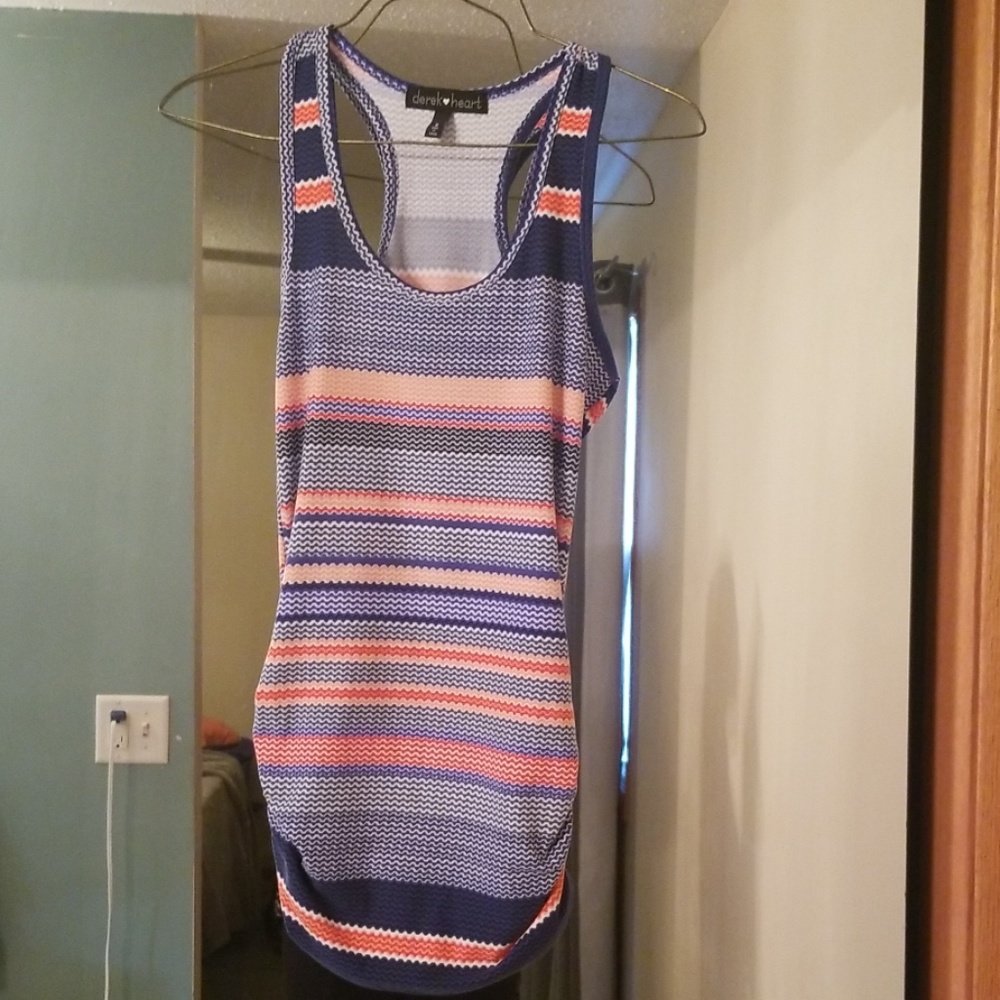 3/$25!Orange/blue tank w/rouched sides, super soft